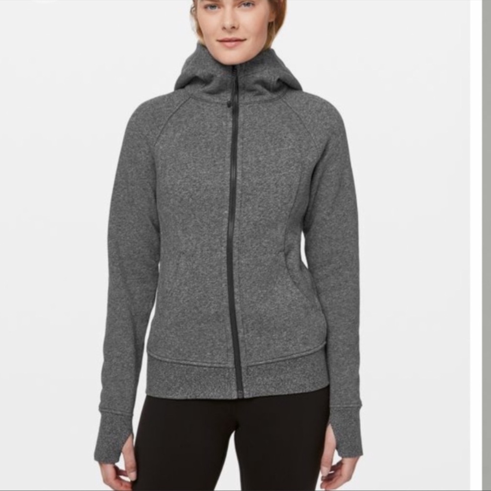 Lululemon Scuba Hoodie Grey/Black Zip Down Jacket w/ Logo Size 
6